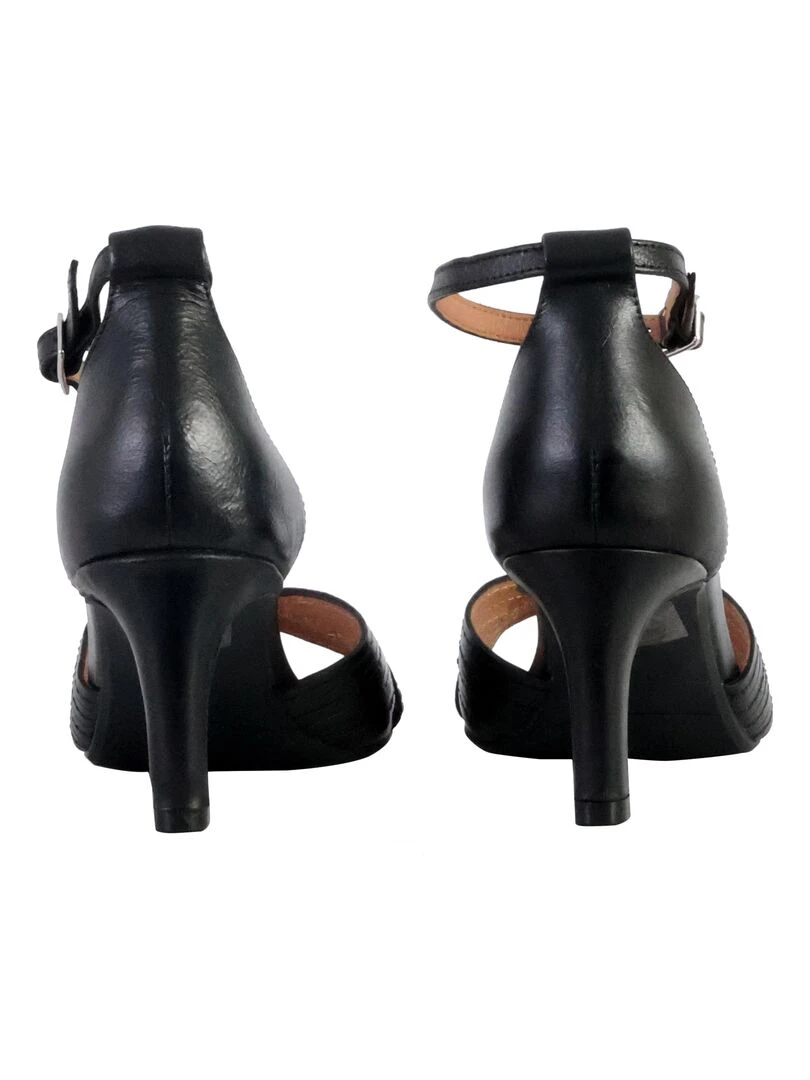 Sandale à Talon Cuir Emilie Karston Praline   Noir