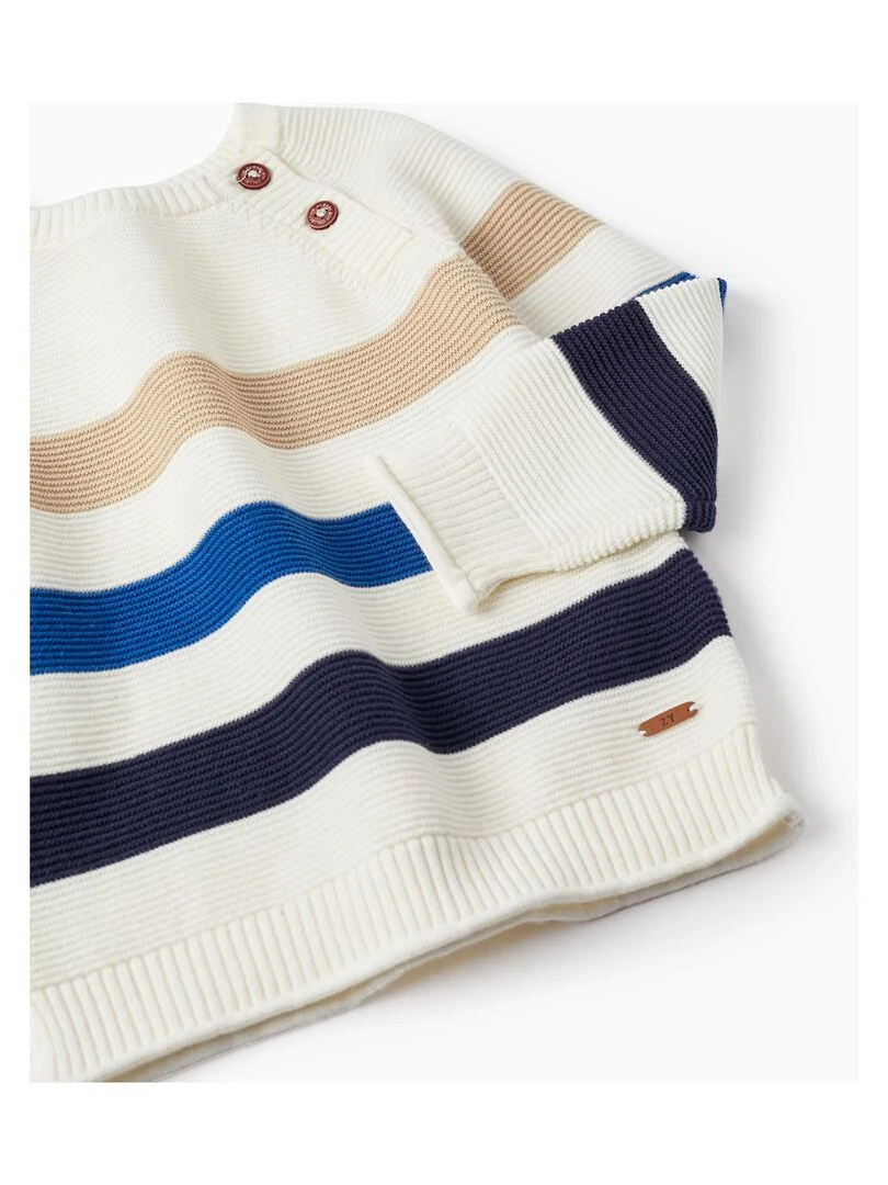 Pull en Maille de Coton pour Bébé Garçon  ATLANTIC COMPANY   Beige clair