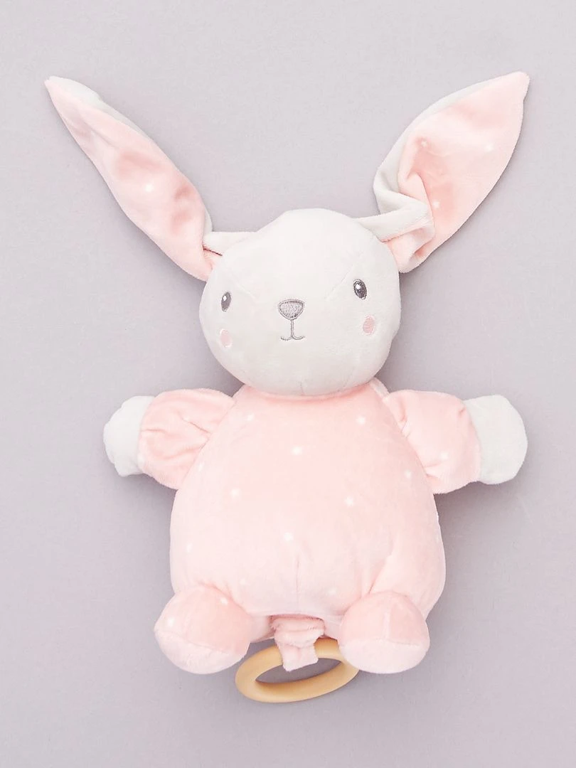 Peluche lapin musicale rose