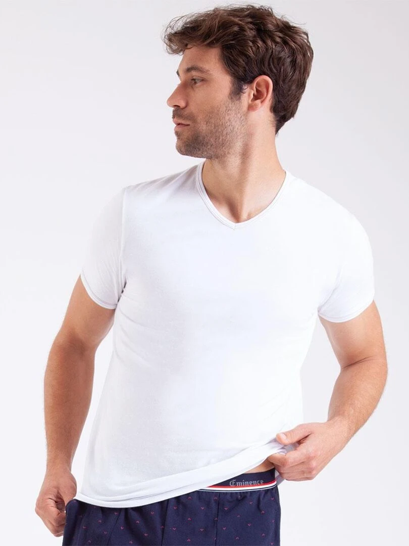 Tee shirt col V homme Fait en France Blanc