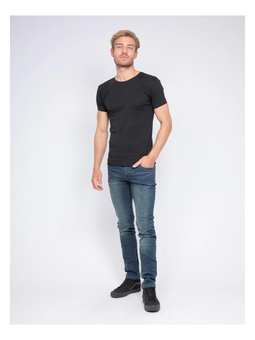 T shirt col rond pur coton organique WARRY   Noir