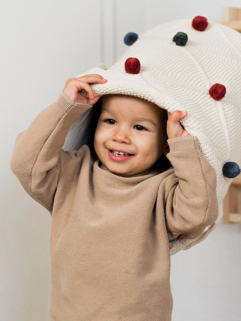 Panier de rangement Pompon   Beige