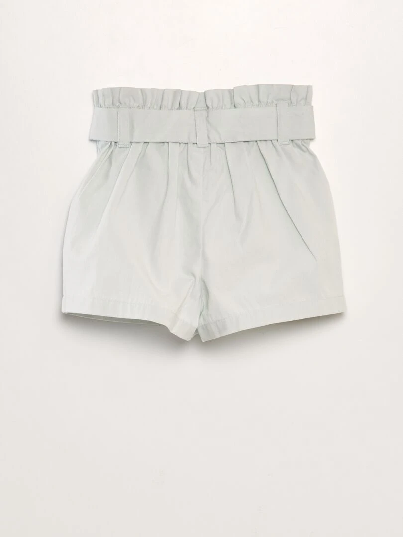 Short ceinturé en popeline Bleu
