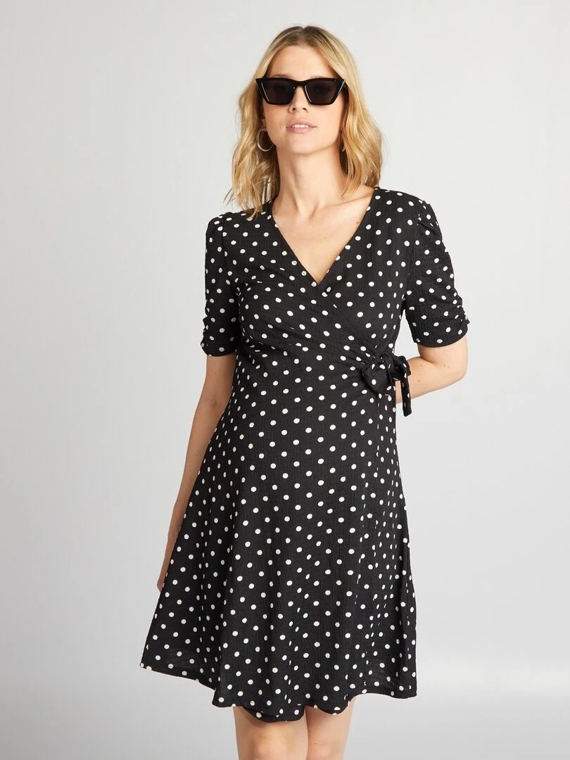 Robe courte grossesse   Noir à pois