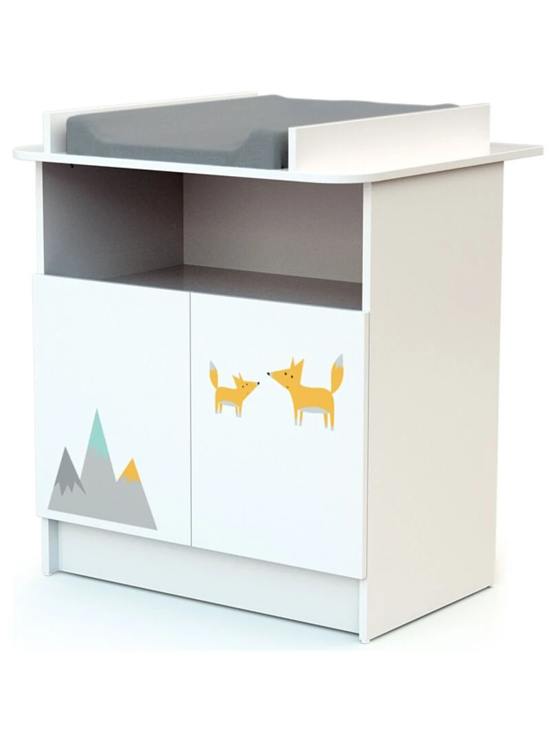 WEBABY   Duo Lit Bébé et Meuble   Blanc Gris