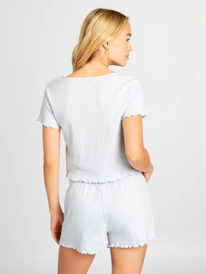 Pyjama short en maille pointelle Bleu