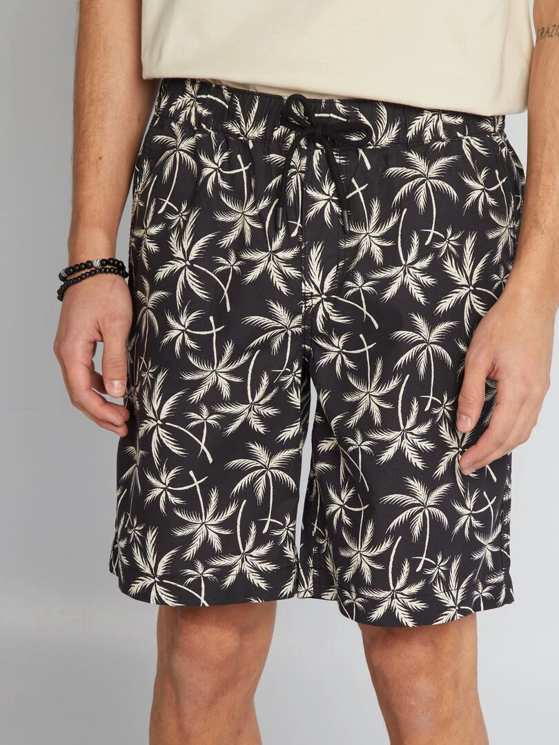 Short en coton imprimé   Gris