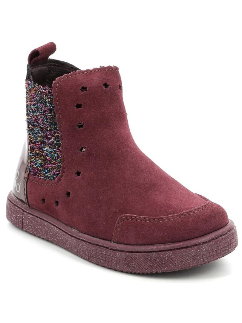 Chaussons cuir souple à franges corail   Rose