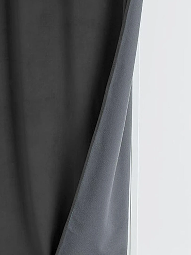 Rideau isolant et occultant en velours doublé polaire gris anthracite