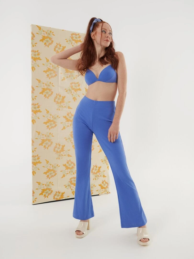 Bas pyjama pantalon évasé Lucky   Bleu
