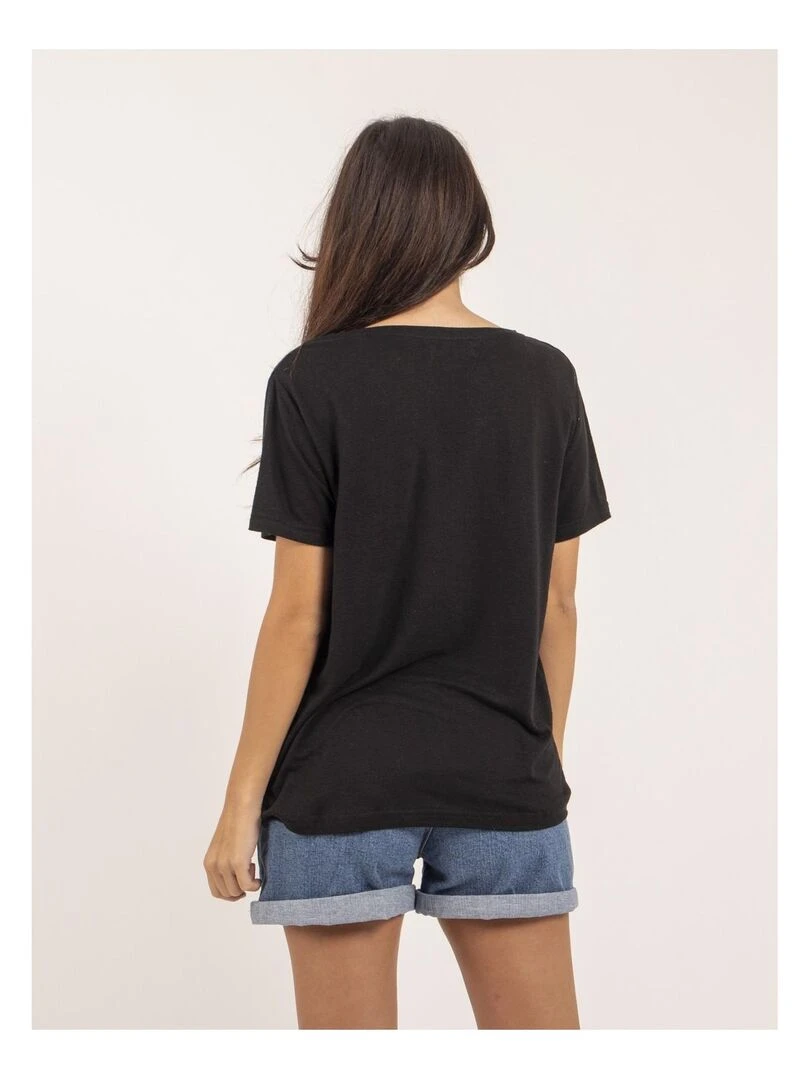 T shirt col V lin FAIMES Noir