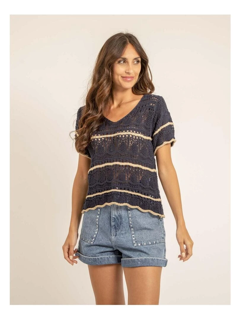 T shirt maille FILOMA Bleu marine