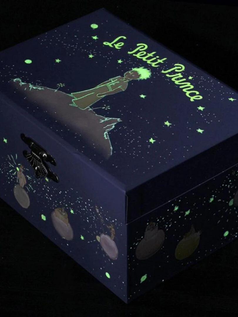 Boîte à bijoux musicale phosphorescente Le Petit Prince   Bleu