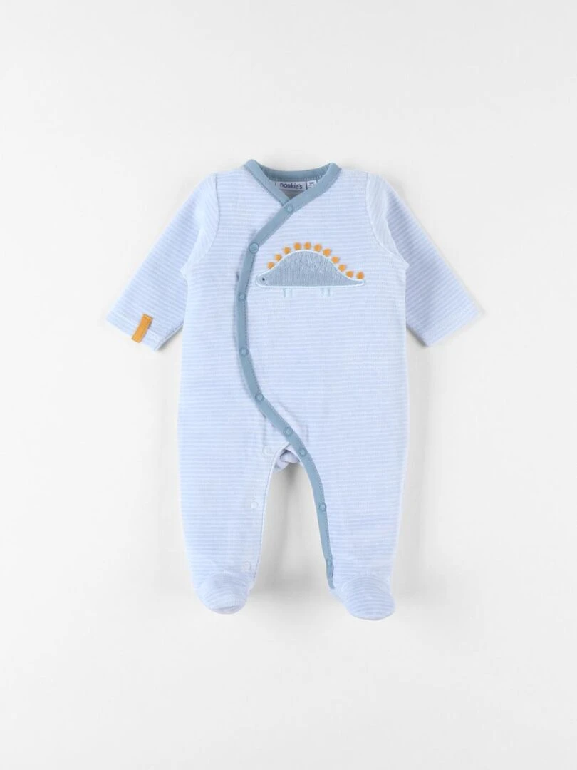 Pyjama 1 pièce dino en velours clair/écru Noukie's Bleu