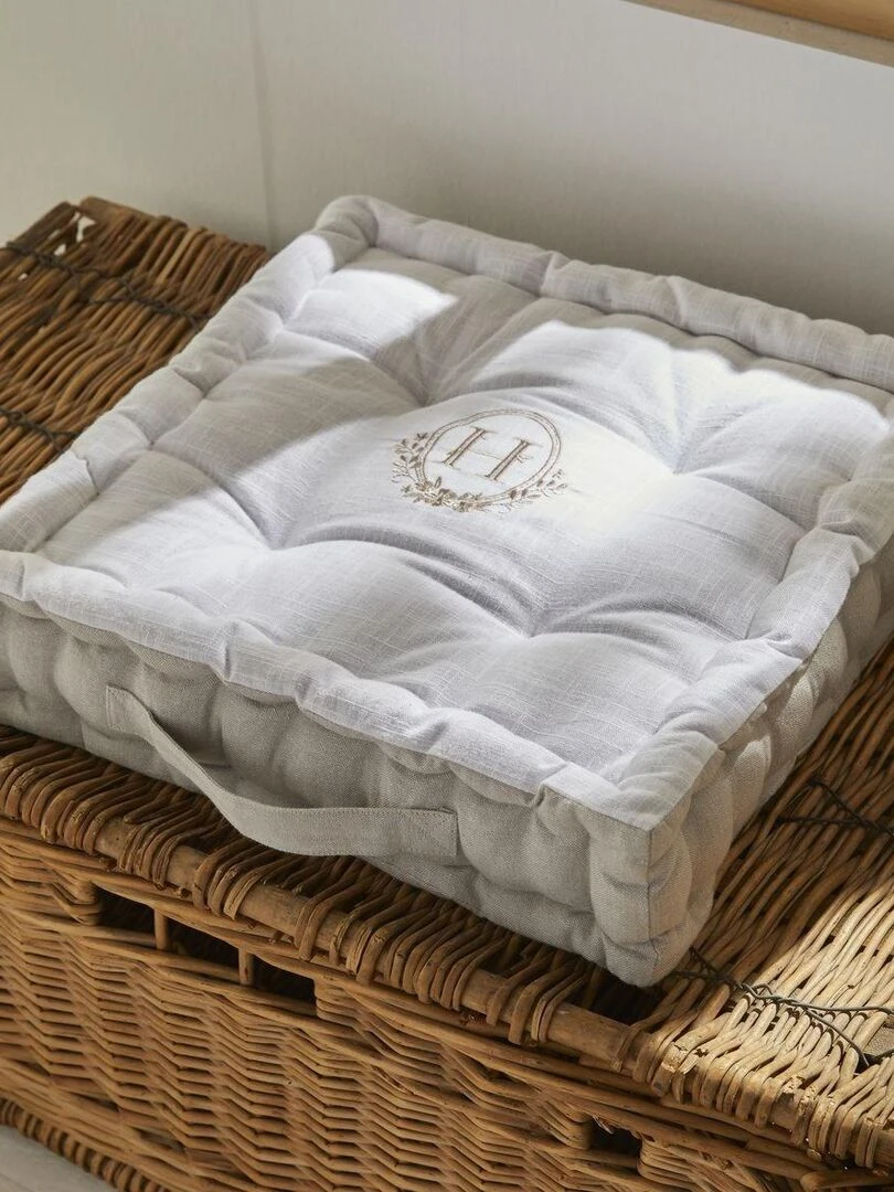 Coussin de sol avec broderies 'CHARME' 'TODAY'   Beige