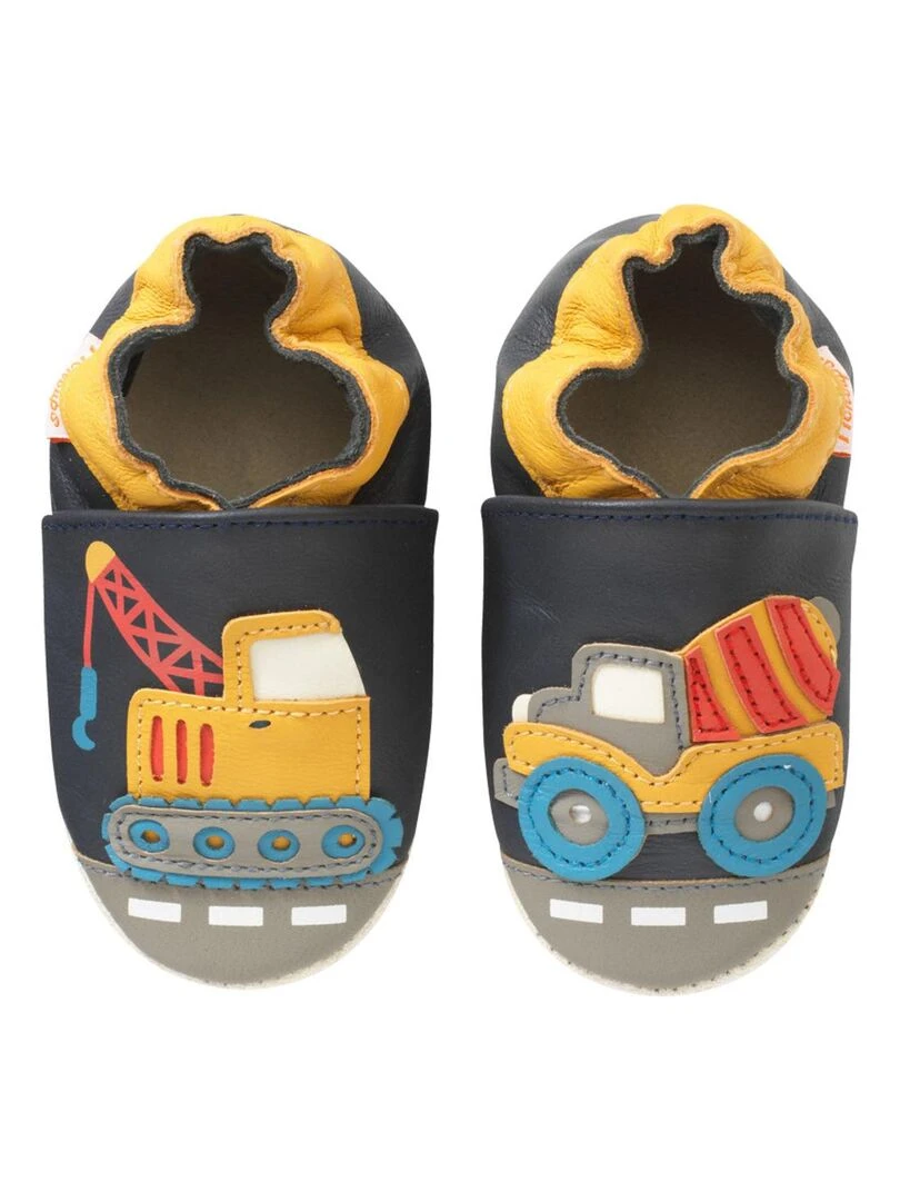 Chaussons bébé cuir souple Germain la grue Bleu Bleu