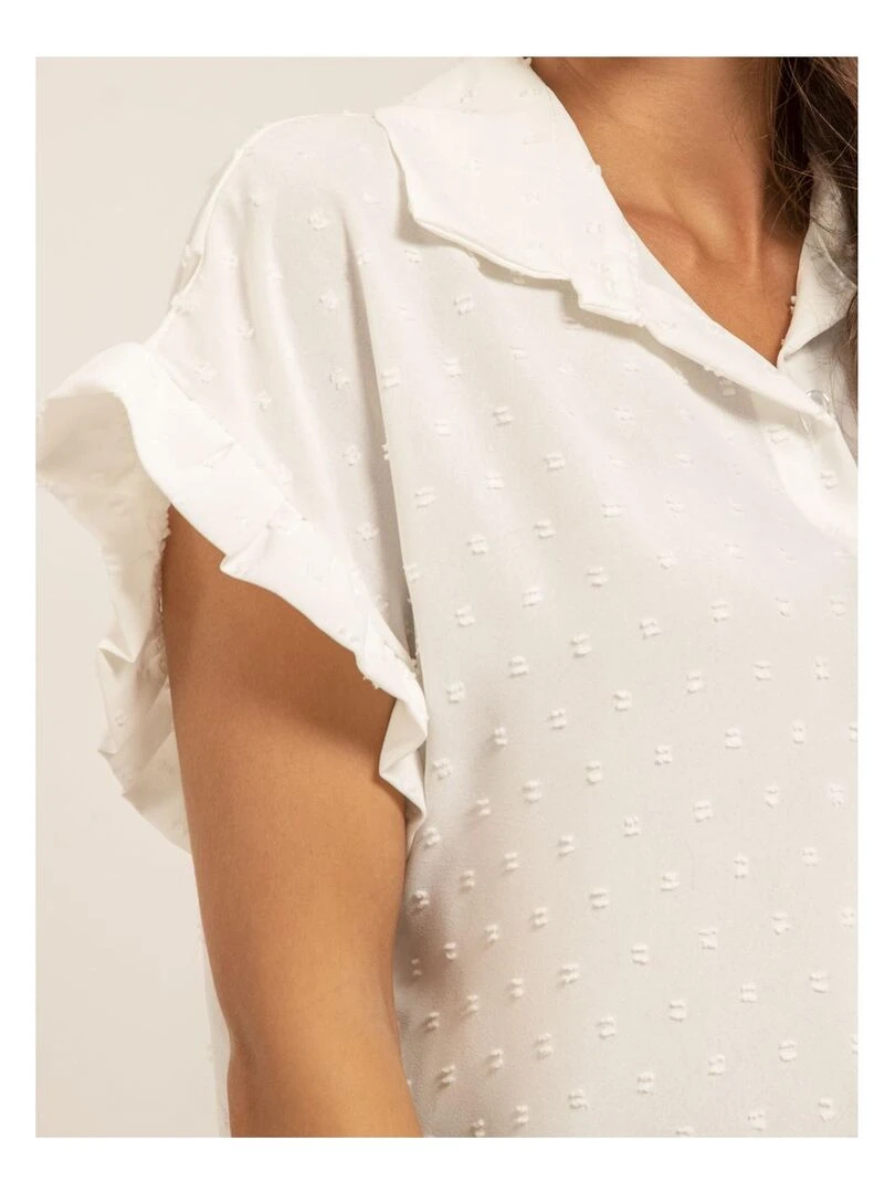 Chemise manches courtes plumetis OKAMIE   Blanc