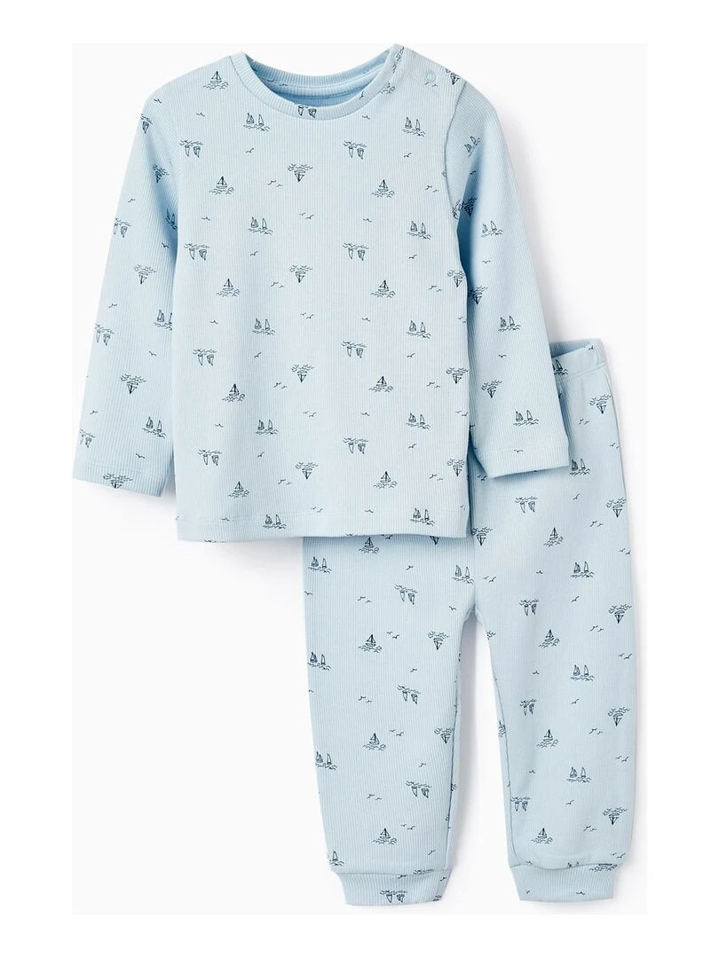 Pyjama côtelé avec motif pour bébé garçon 'Sail Boats' manches longues ESSENTIALS LINE Bleu
