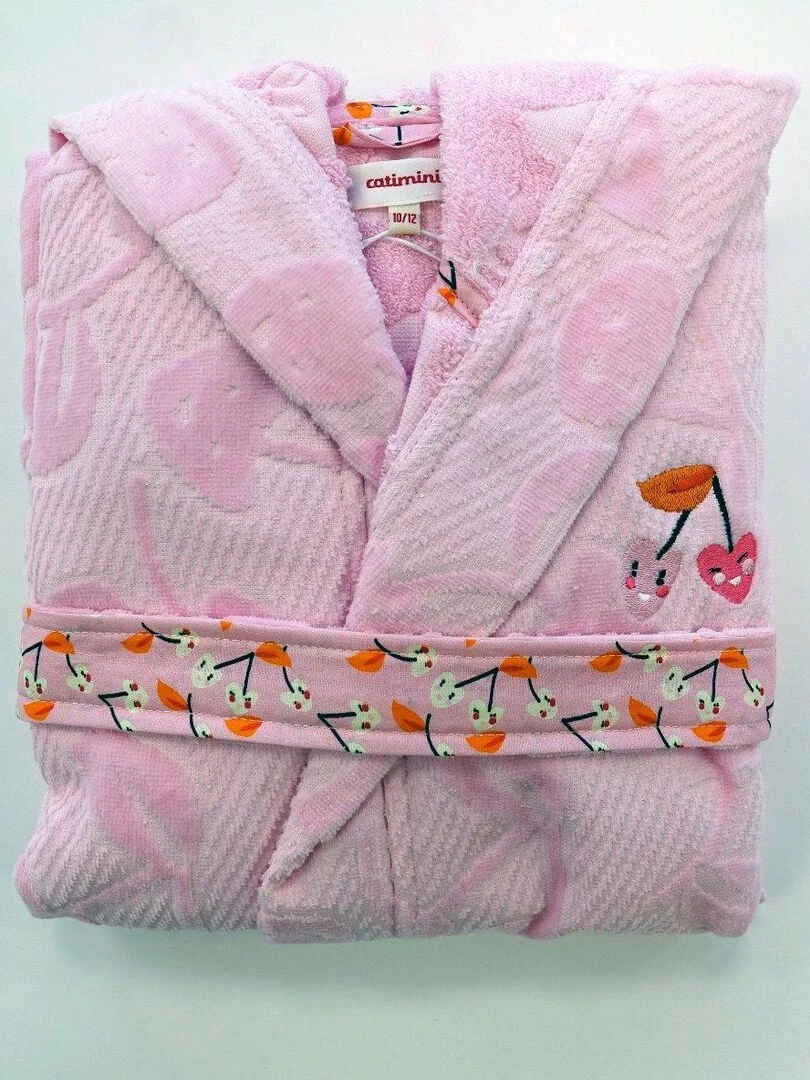 Peignoir de bain fille Escapade Kawaii 10/12 ans 100% Coton 400 GSM Rose Rose