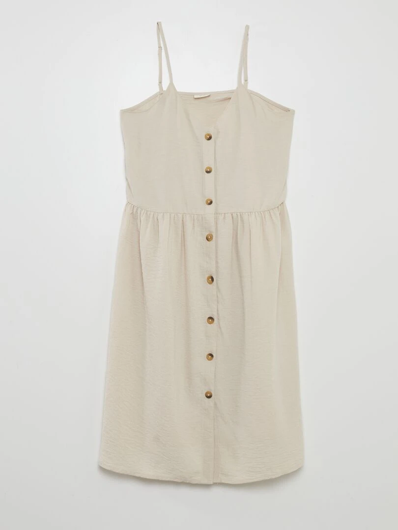 Robe à bretelles boutonnée Beige