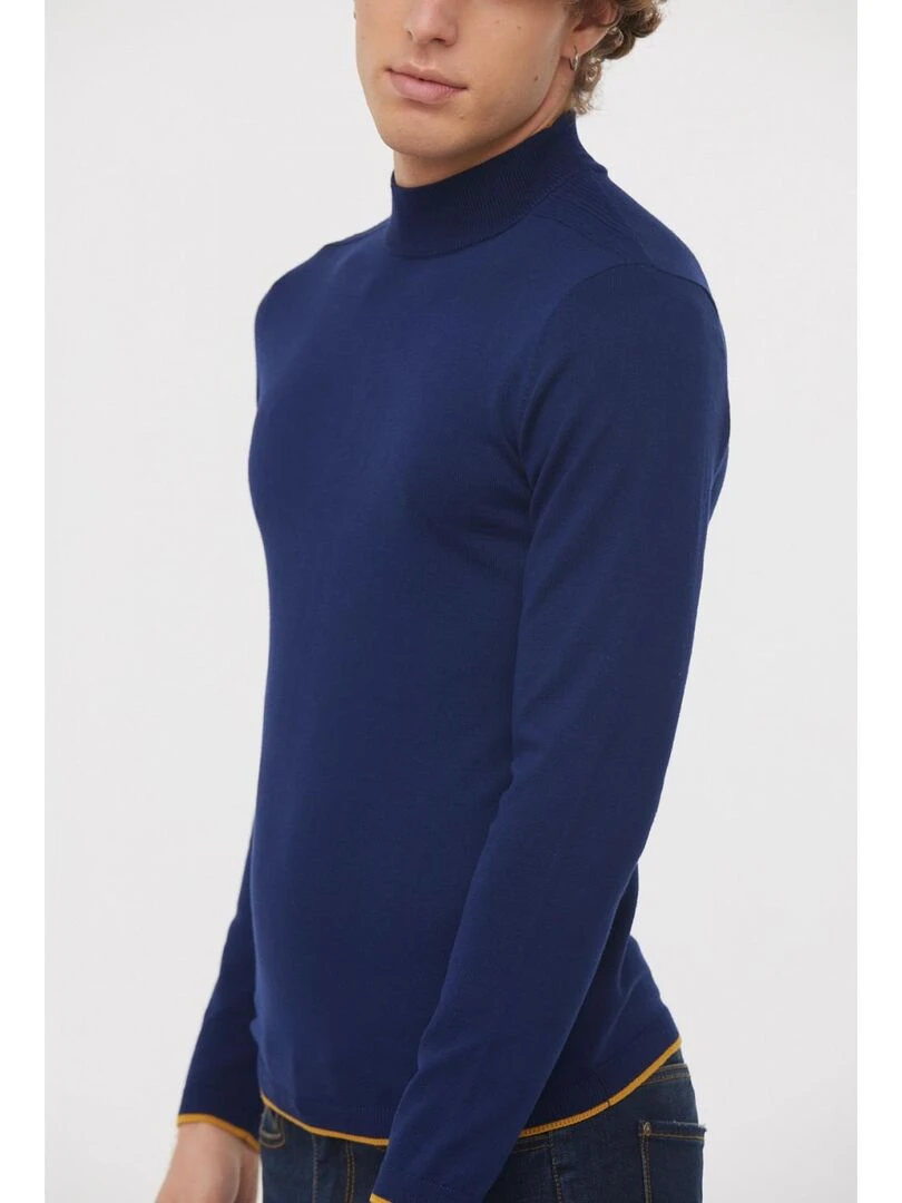 Lee Cooper   Pull manches longues viscose slim COLEO   Bleu marine
