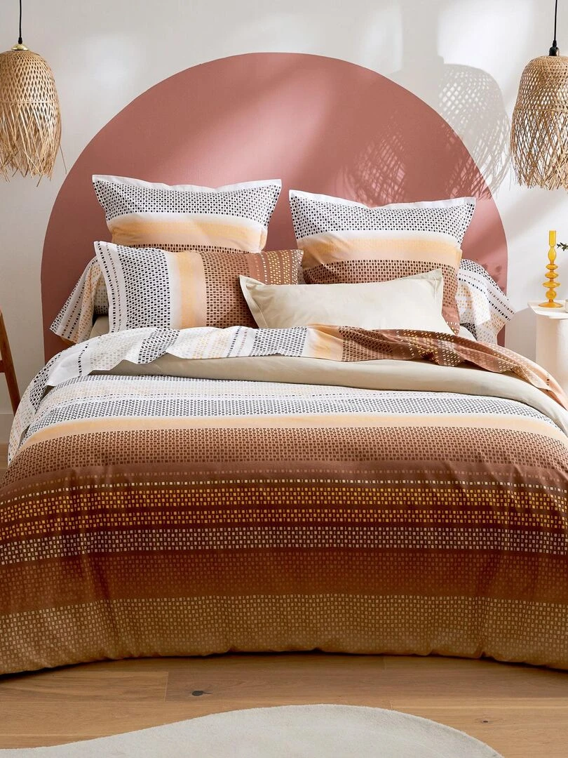 Drap plat esprit géométrique en coton   Cuivre