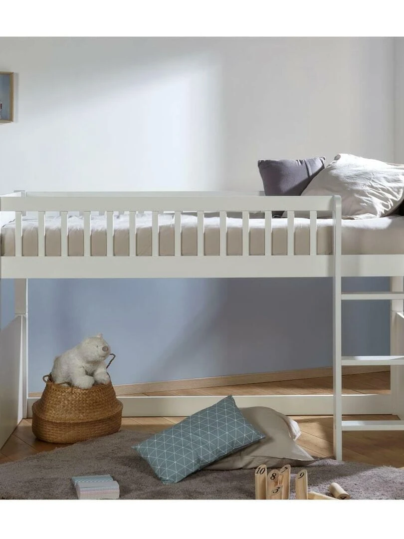 Pack lit mi hauteur avec matelas Victoria   AKITEN RETAIL   Blanc Blanc