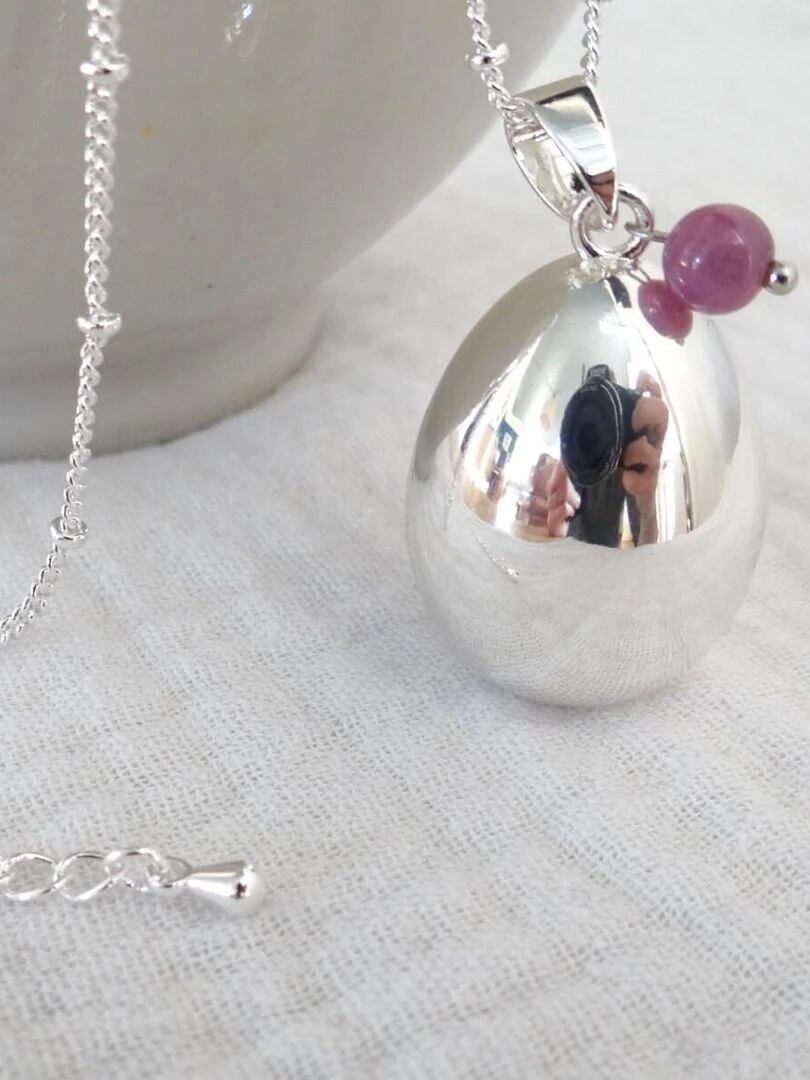 Bola de grossesse goutte argent Juillet Rubis Doré/or