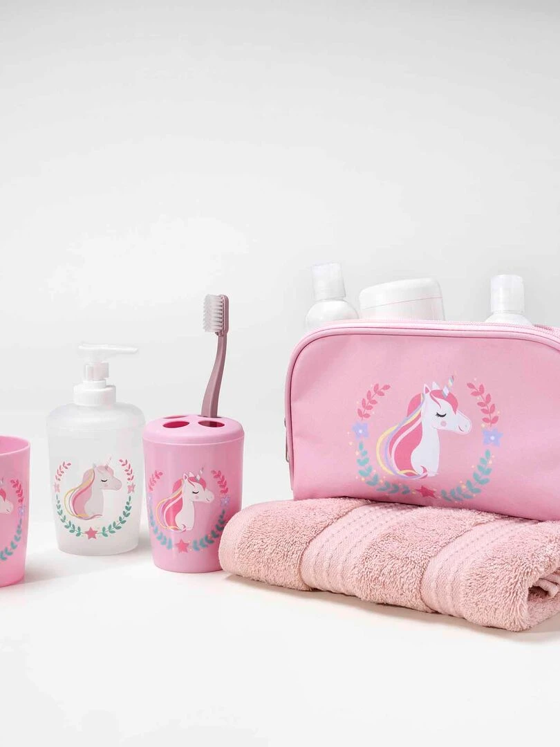 Accessoires de salle de bain 4 pieces 14 x 21 cm Zoelie la licorne Rose