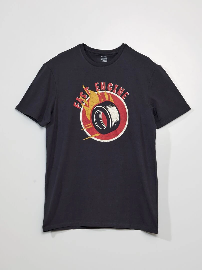 T shirt manches courtes avec imprimé Noir