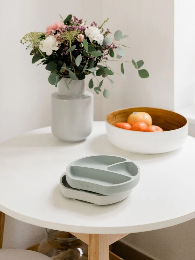 Assiette ventouse en silicone   Bleu turquoise