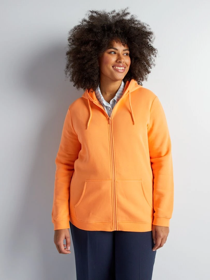 Sweat à capuche en molleton   Orange