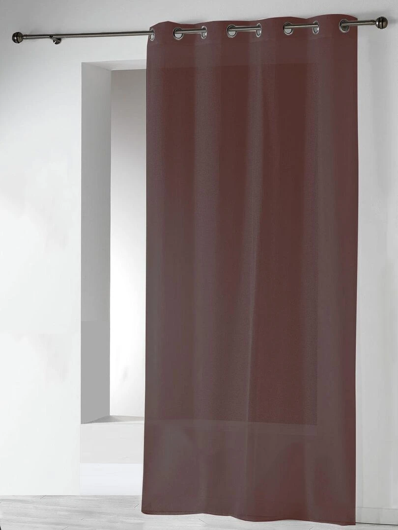 Voilages en Etamine Unie à Oeillets Marron chocolat