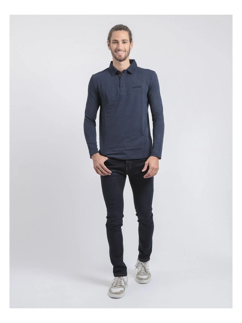 Polo manches longues pur coton PUMANAR   Bleu marine