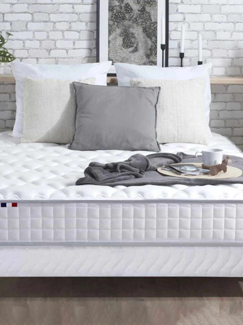Ensemble Matelas Ressorts COSMOS + Sommier Made in France   Sommier Blanc   Blanc