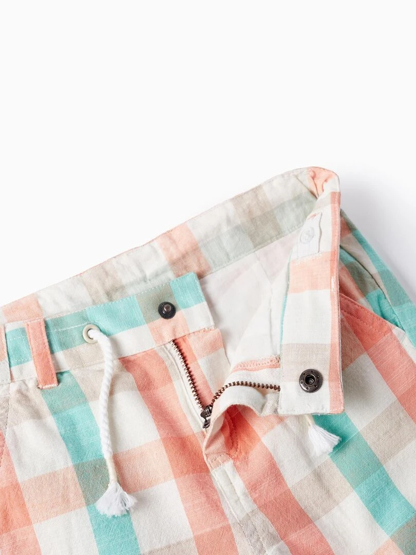 Short en Coton à Carreaux pour Bébé Garçon   Blanc