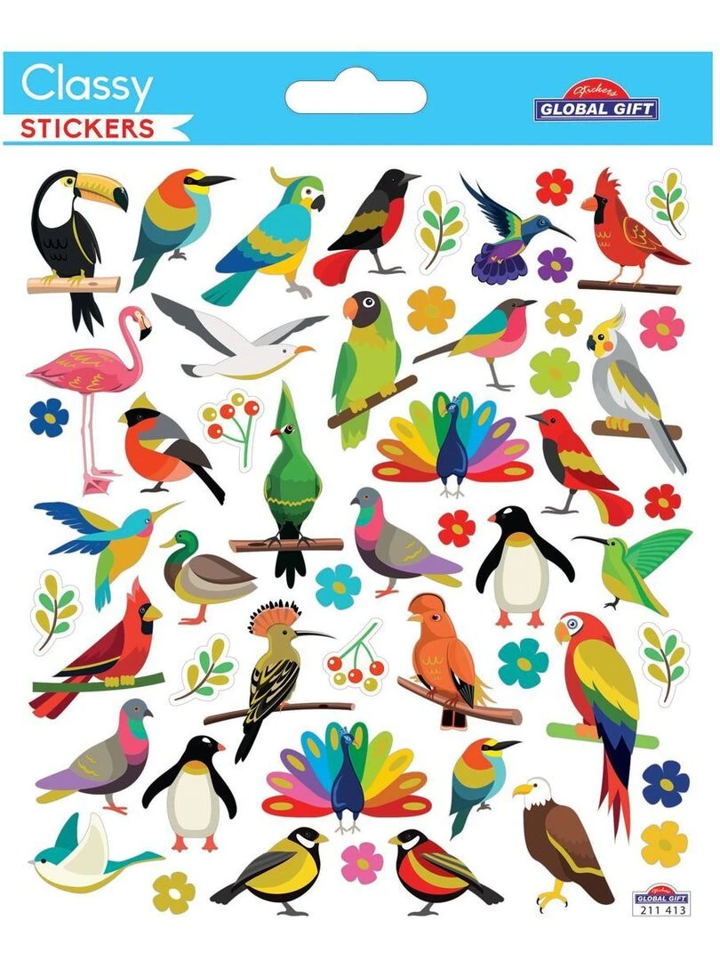 Autocollants Oiseaux Paillettes N/A