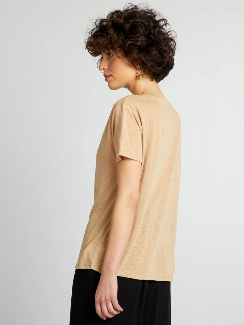 T shirt basique manches courtes   Beige
