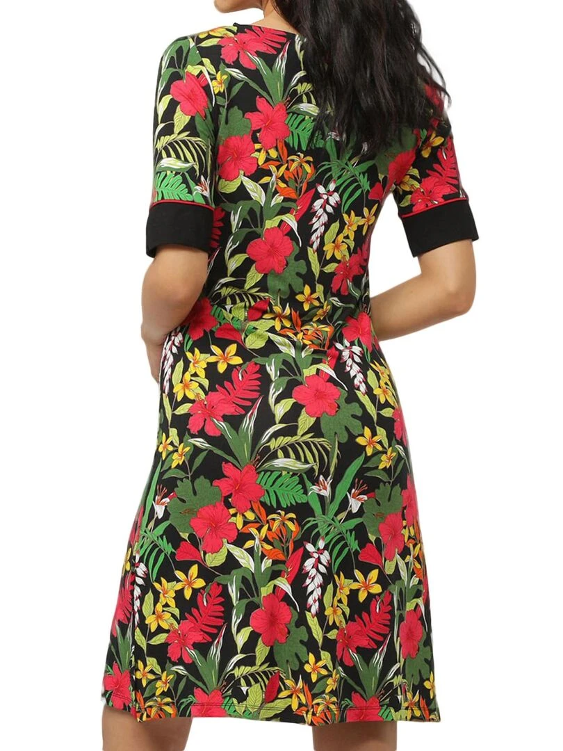 Robe de plage manches demi Hawaii Multicolore