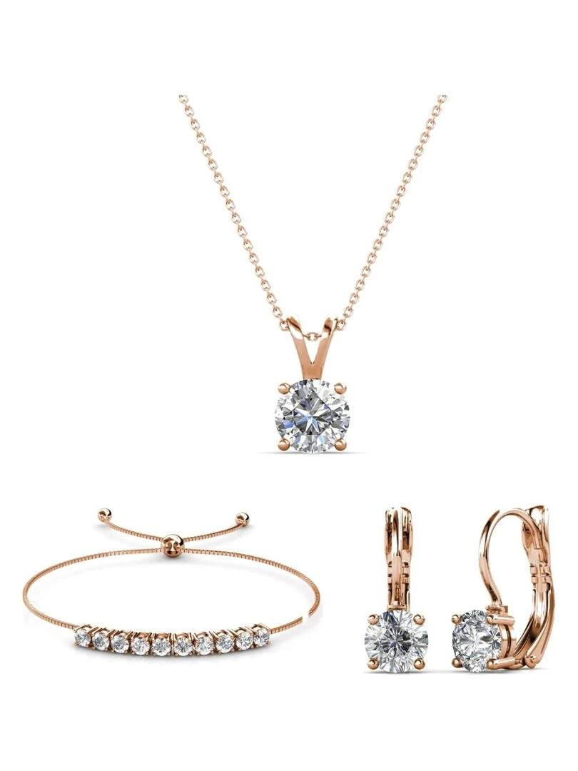 Parures Mia Round Vernice Or Rosé et Cristal Transparent