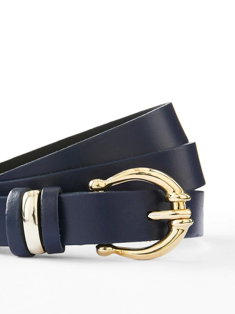 Ceinture fine croûte de cuir Damart Bleu marine