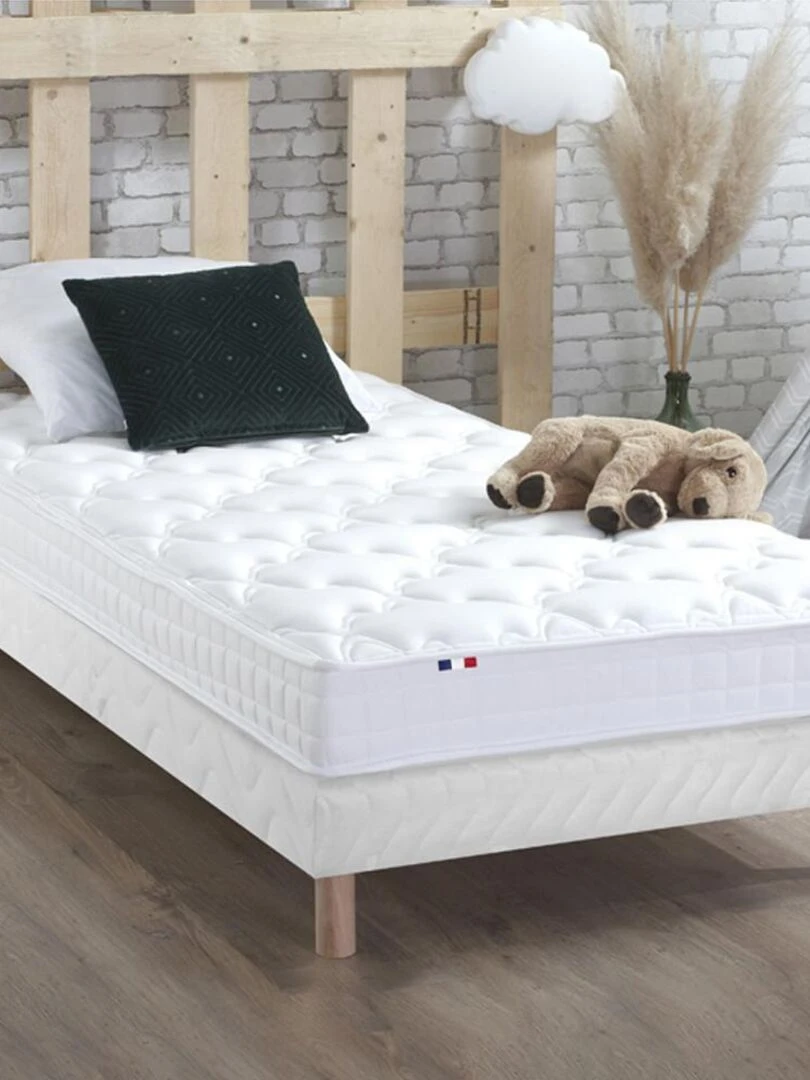 Ensemble Matelas accueil mémoire de forme MAM AZUR + Sommier Made in France Sommier Blanc Blanc