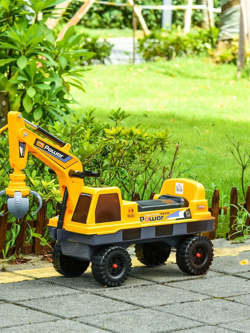 Porteur enfant tractopelle pelleteuse articulée pince incluse jaune Jaune
