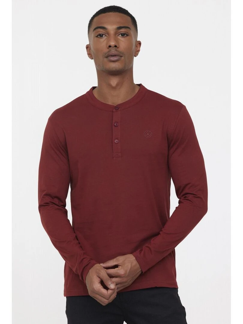 Lee Cooper T Shirt manches longues coton regular ASILO Rouge brique