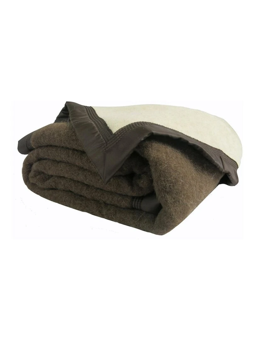 Couverture Pure Laine Vierge 600g/m2 bicolore Marron chocolat