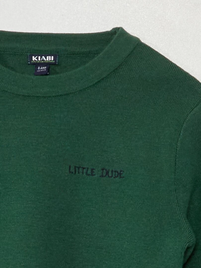 Pull en maille jersey à manches longues Vert