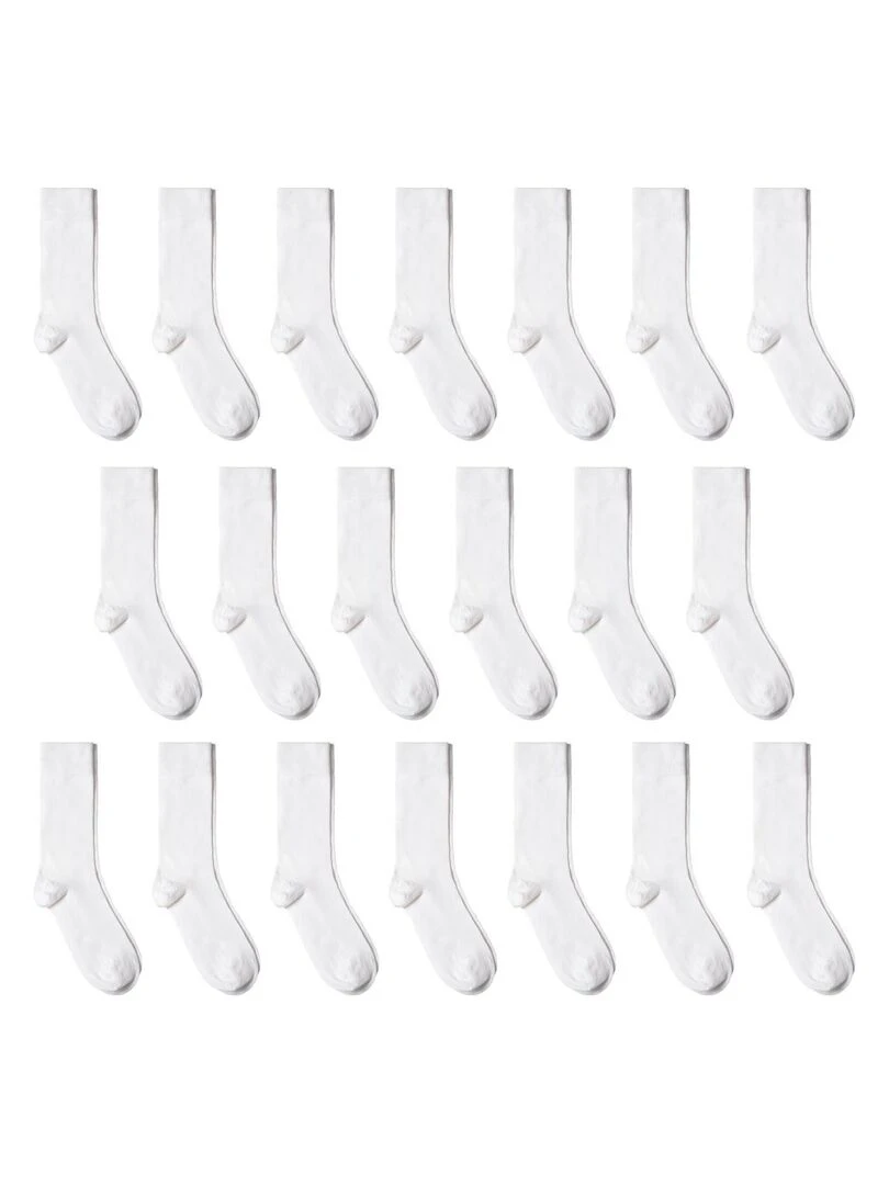 Chaussettes Jersey Coton Lot 20 Paires Fabrication UE Blanc