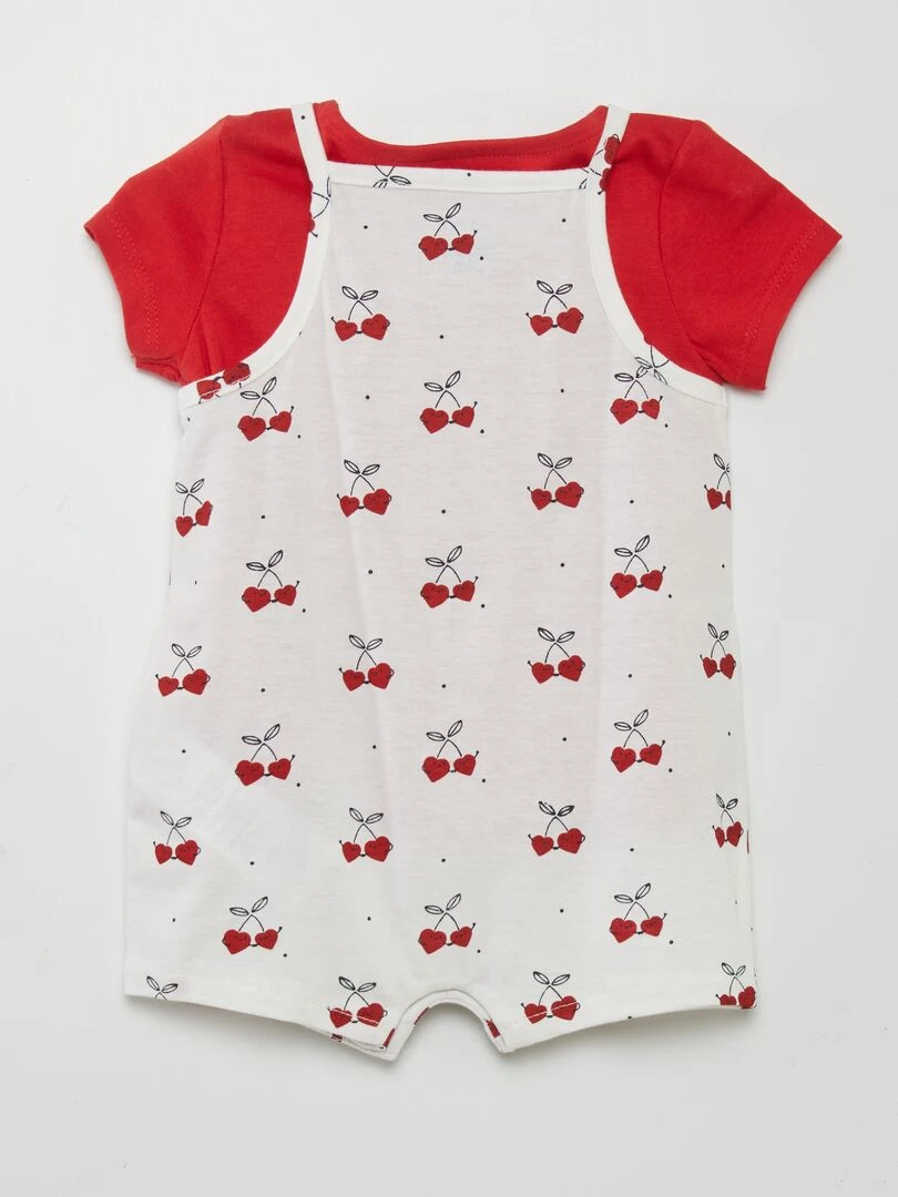 Ensemble combishort + t shirt 2 pièces Rouge