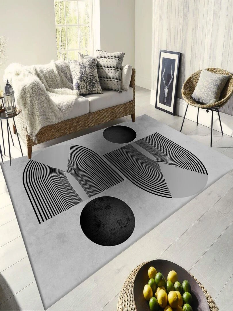 Tapis SEVENTIES Gris Noir Noir