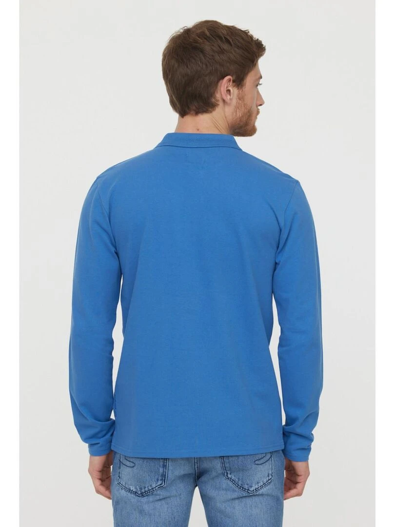 Lee Cooper   T Shirt manches longues coton regular BAKO   Bleu céladon